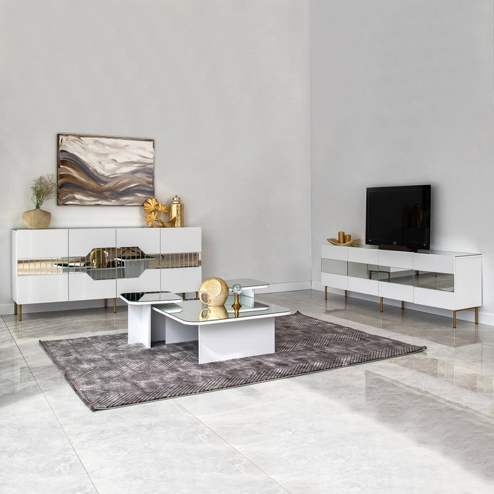 Hanah Home Consola Milan Blanca y Dorada